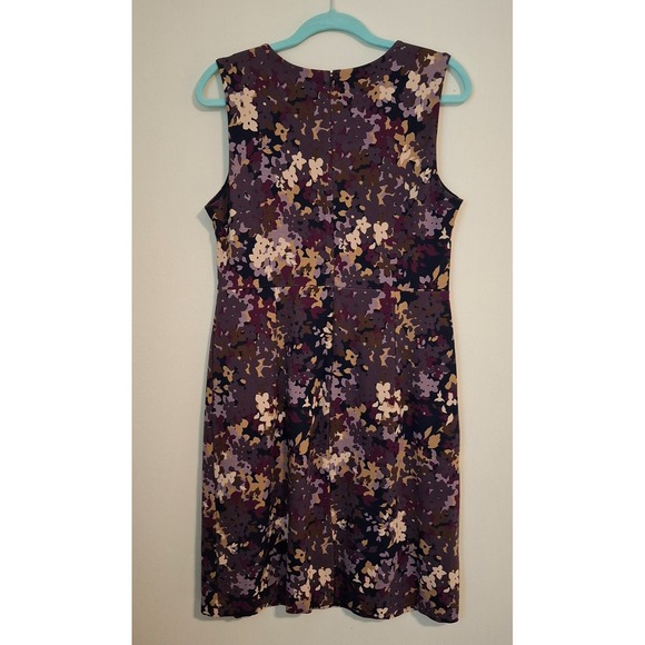 Lands' End 10 Sleeveless Sheath Ponte Knit Floral Dress Pockets Purple Stretch - Picture 7 of 10